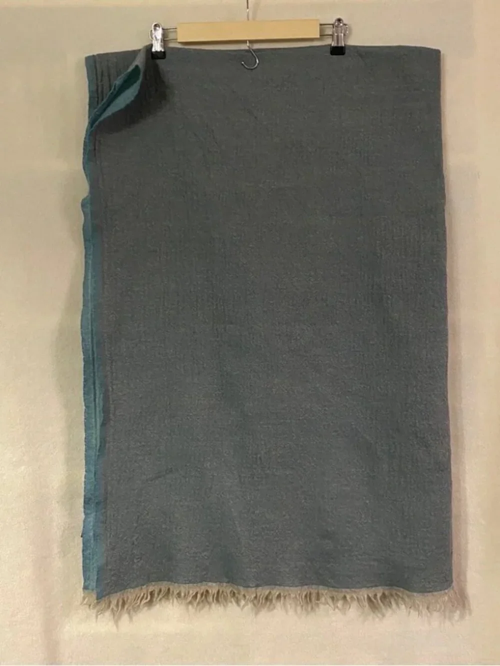 Iosis Paris Yves Delorme blue 100% woven wool 49
